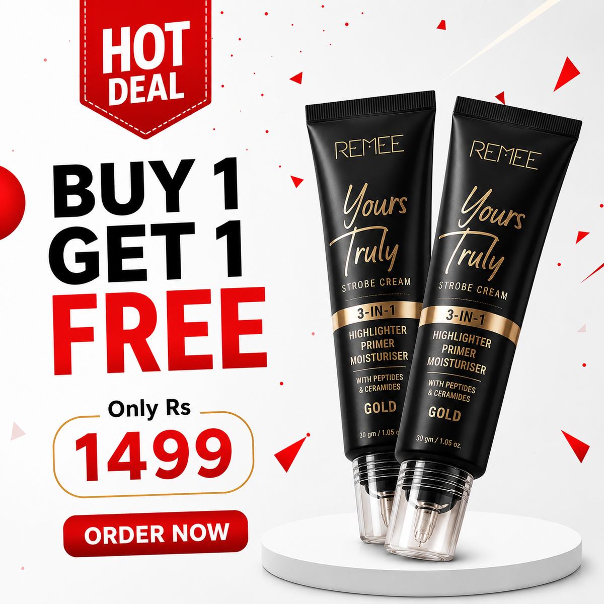 ✨ Buy 1 Get 1 FREE – RENÉE Yours Truly Strobe Cream Gold (30g) ✨